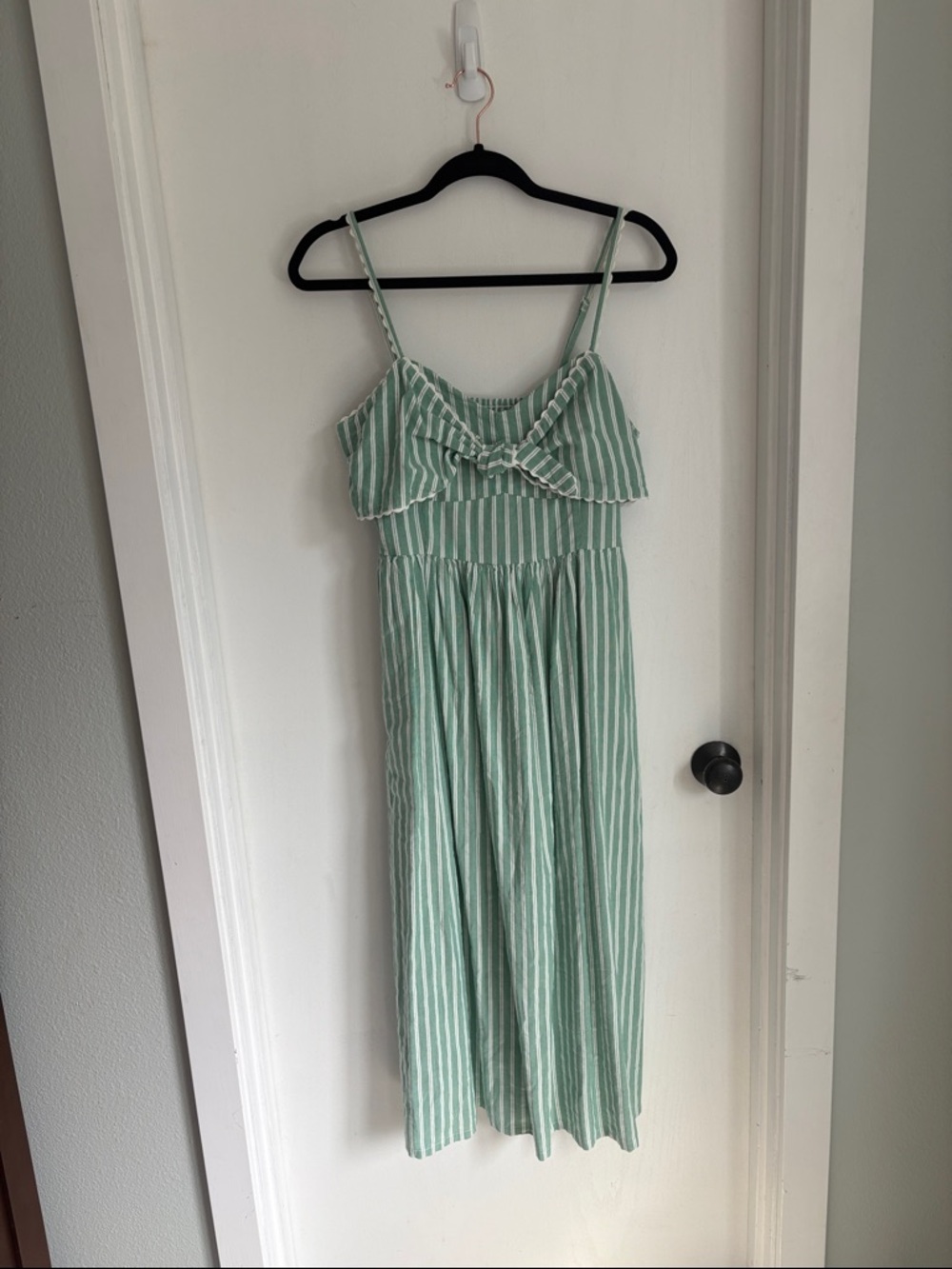 Old Navy Mint Green and White Striped Midi Sundress